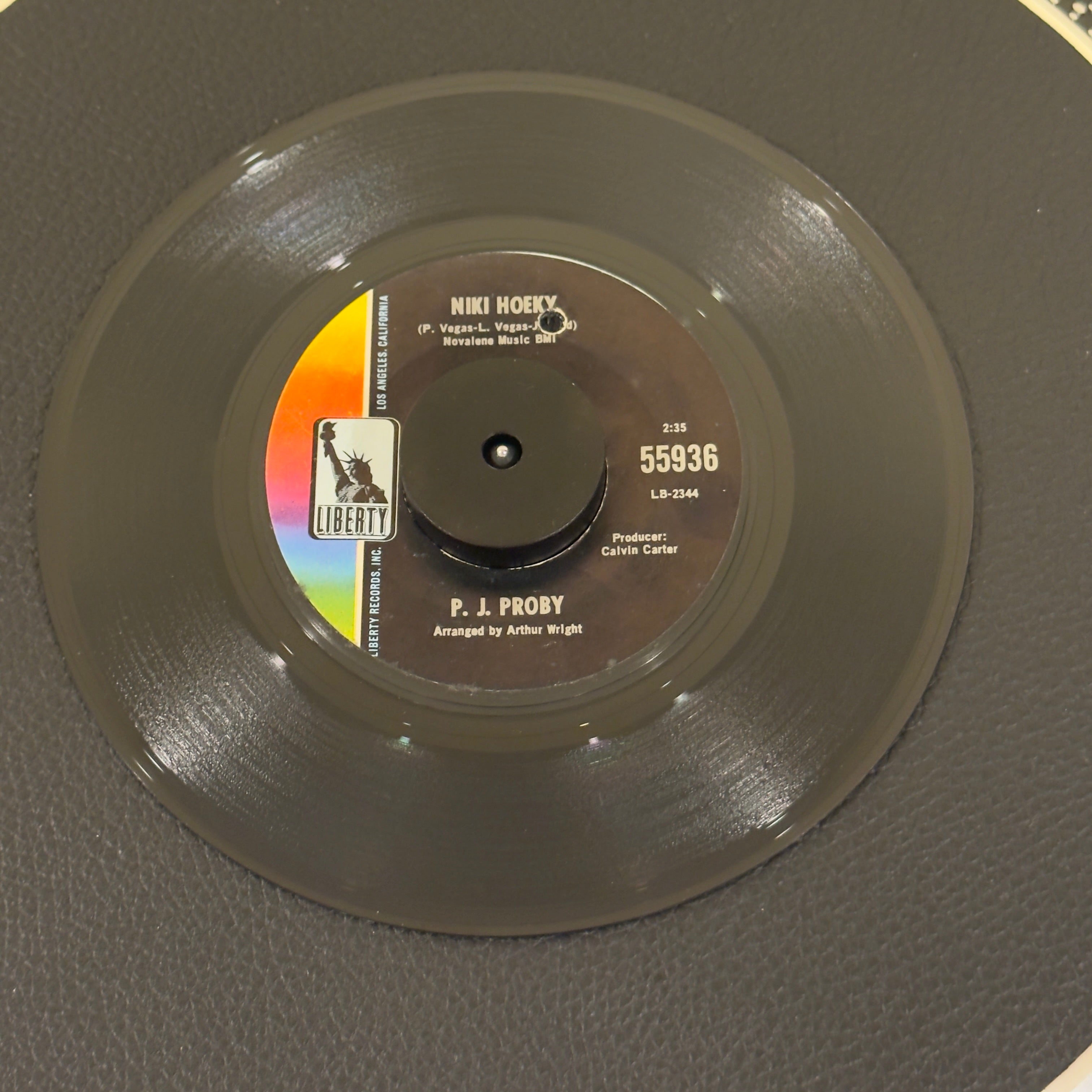 7" vinyl record by Proby, P.J. featuring "Niki Hoeky/Good Things Are Coming My Way", released on Liberty (55936), in VG (Very Good) condition, classic analog collectable for turntable playback. 