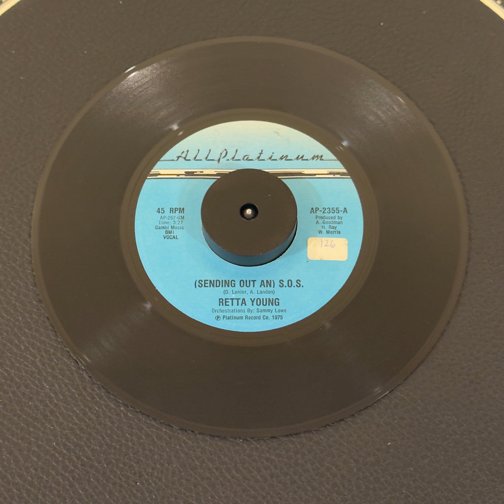 7" vinyl record by Young, Retta featuring "(Sending Out An) S.O.S/(Sending Out An) S.O.S", released on All Platinum (AP-2355), in VG+ (Very Good Plus) condition, classic analog collectable for turntable playback. Sticker on label - Side A.