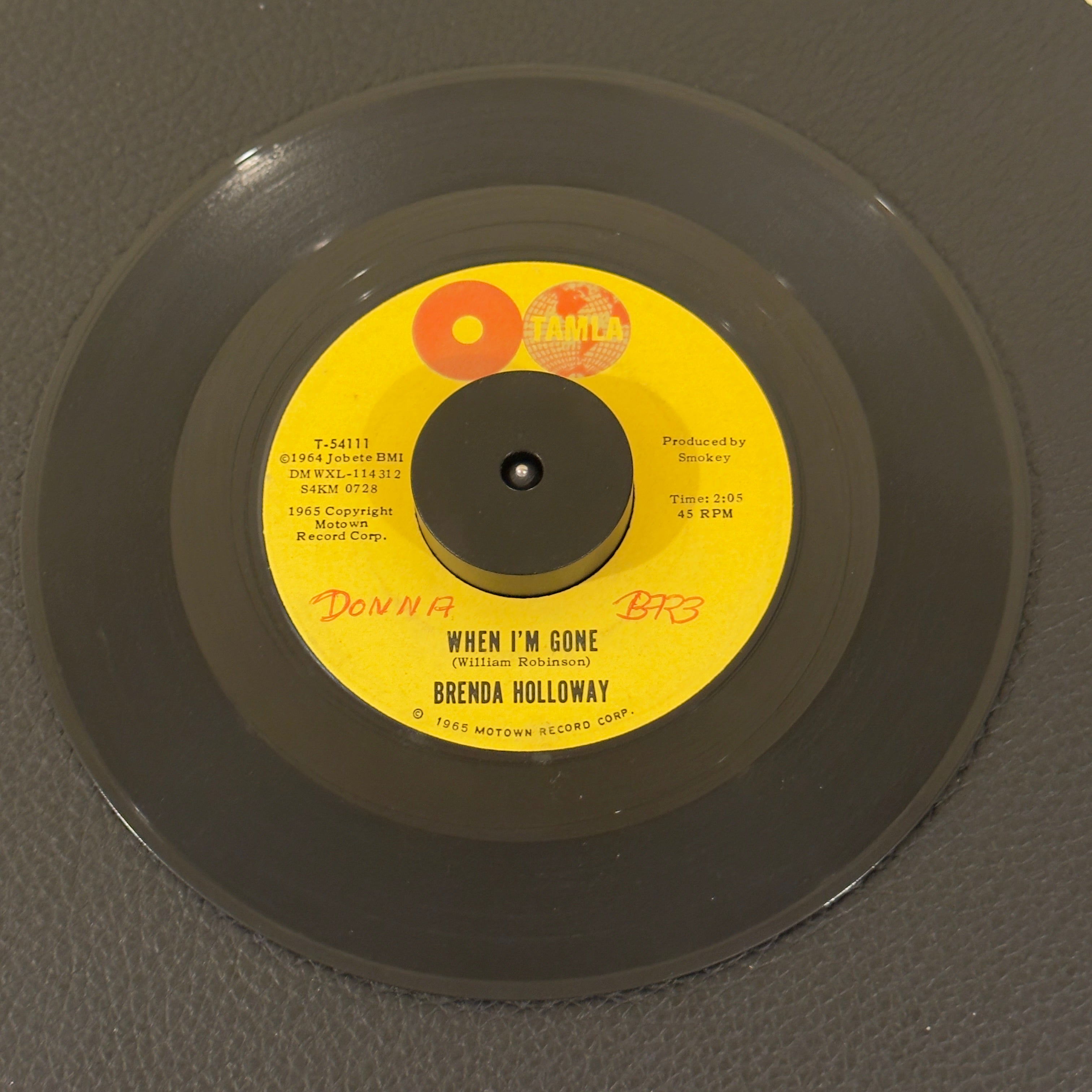 7" vinyl record by Holloway, Brrenda featuring "When I'm Gone/I've Been Good To You", released on Tamla (T-54111), in VG (Very Good) condition, classic analog collectable for turntable playback. Writing on label - Side A.