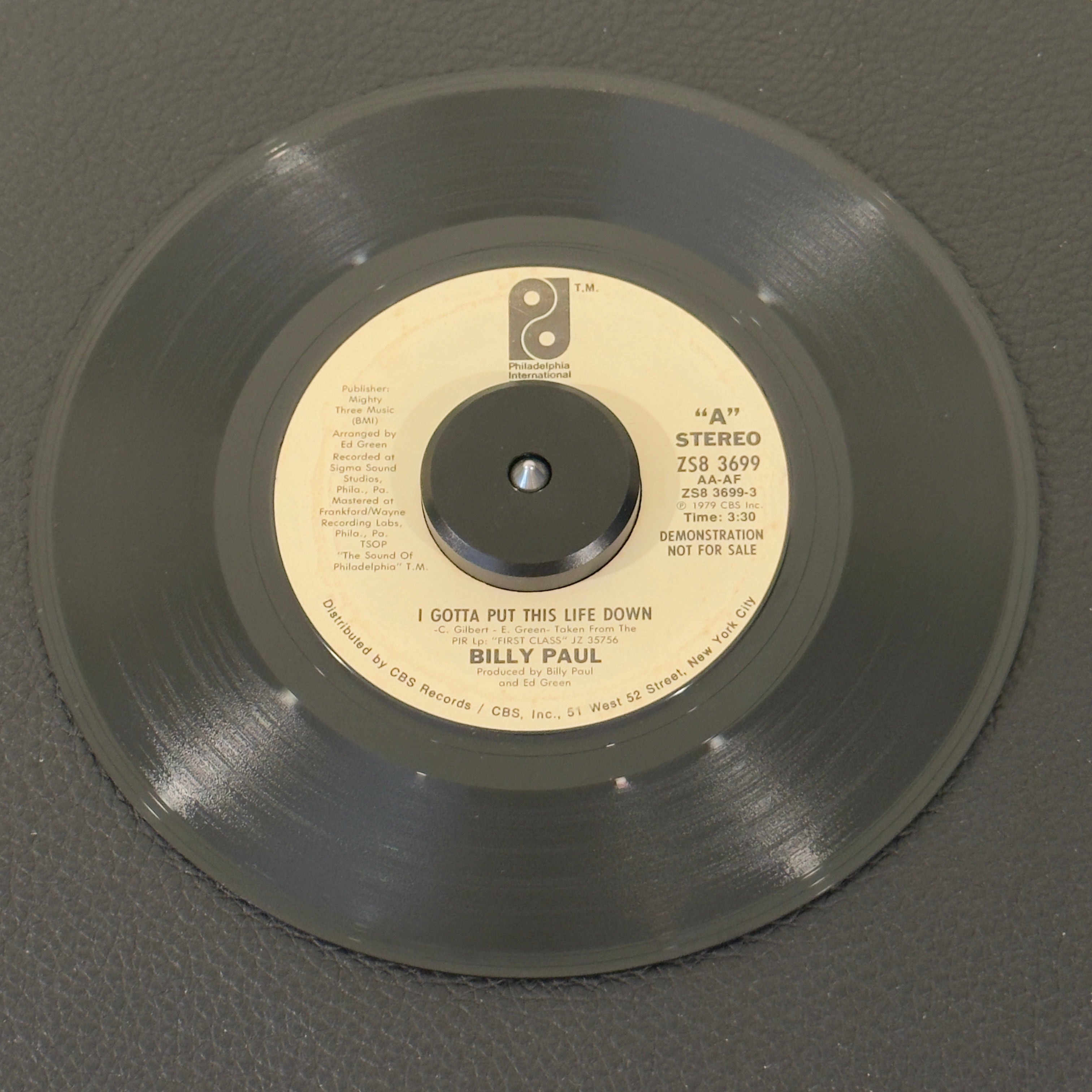 7" vinyl record by Paul, Billy featuring "I Gotta Put This Life Down/False Faces", released on Philadelphia International Records (ZS8 3699), in VG+ (Very Good Plus) condition, classic analog collectable for turntable playback. Promotional copy!
