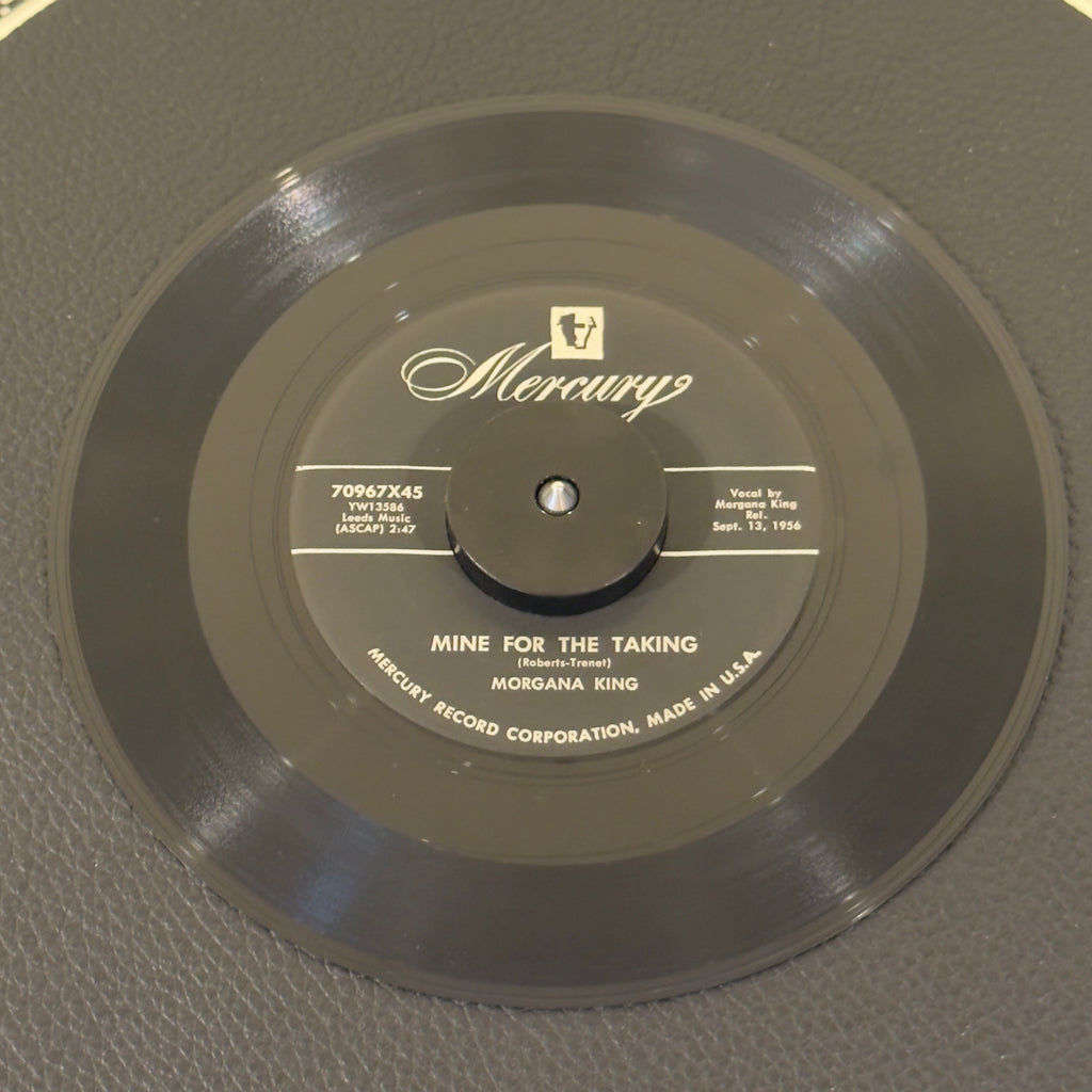 7" vinyl record by King, Morgana featuring "Mine For The Taking/Four Walls, Two Windows And One Broken Heart", released on Mercury (70967X45), in VG+ (Very Good Plus) condition, classic analog collectable for turntable playback.