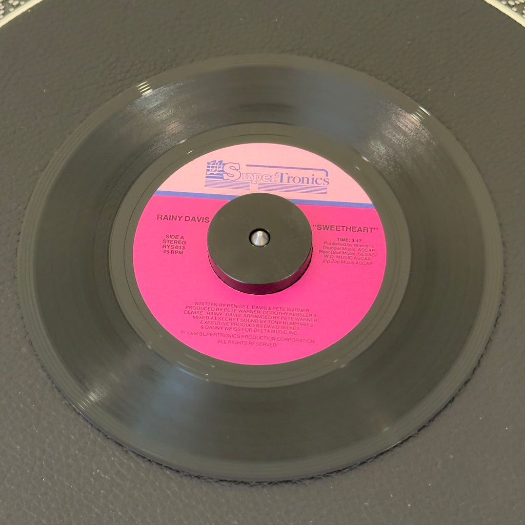7" vinyl record by Davis, Rainy featuring "Sweetheart/(Dub)", released on Supertronics (RYS 013), in VG+ (Very Good Plus) condition, classic analog collectable for turntable playback.