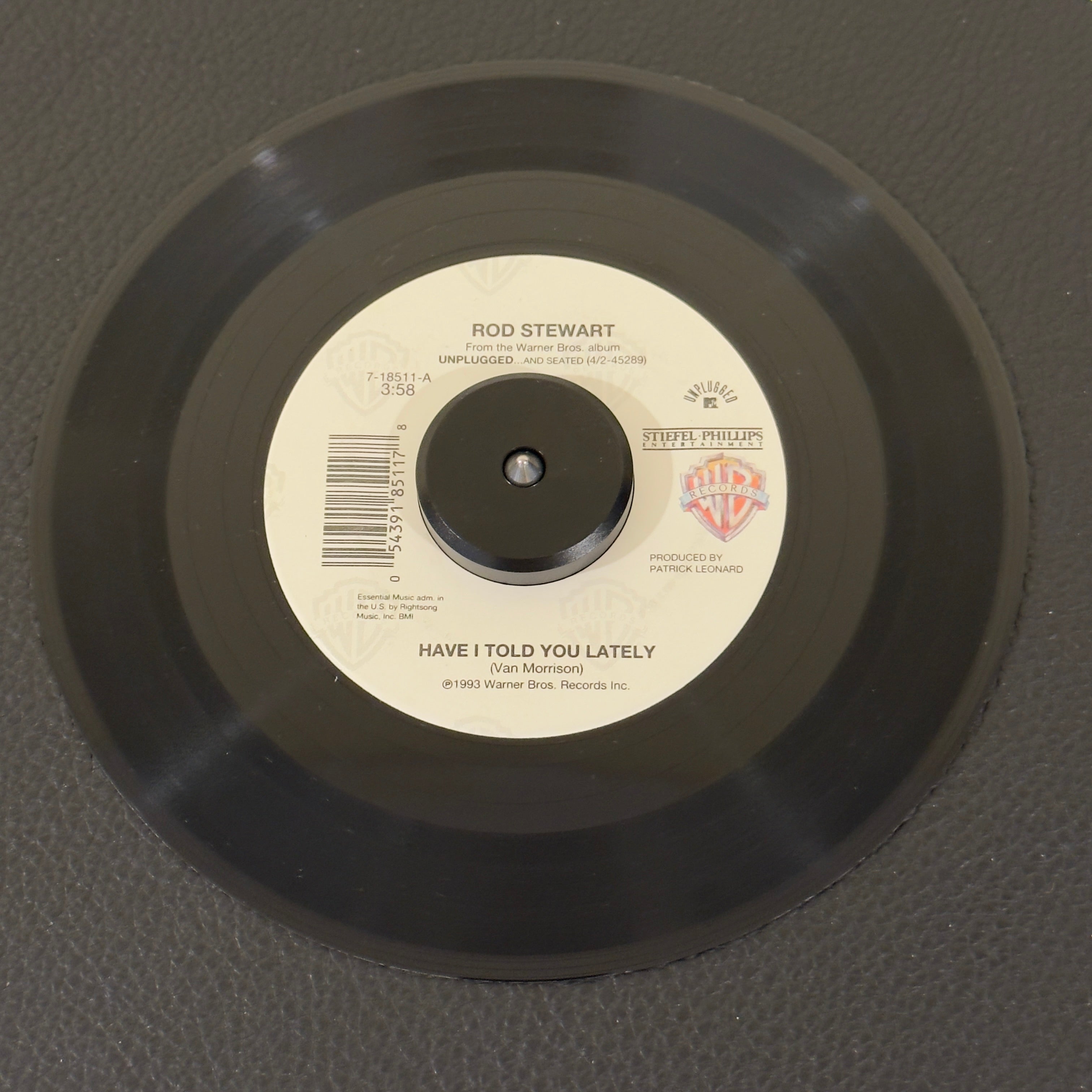 7" vinyl record by Stewart, Rod featuring "Have I Told You Lately/Gasoline Alley", released on Warner Bros. Records (7-18511), in VG+ (Very Good Plus) condition, classic analog collectable for turntable playback.