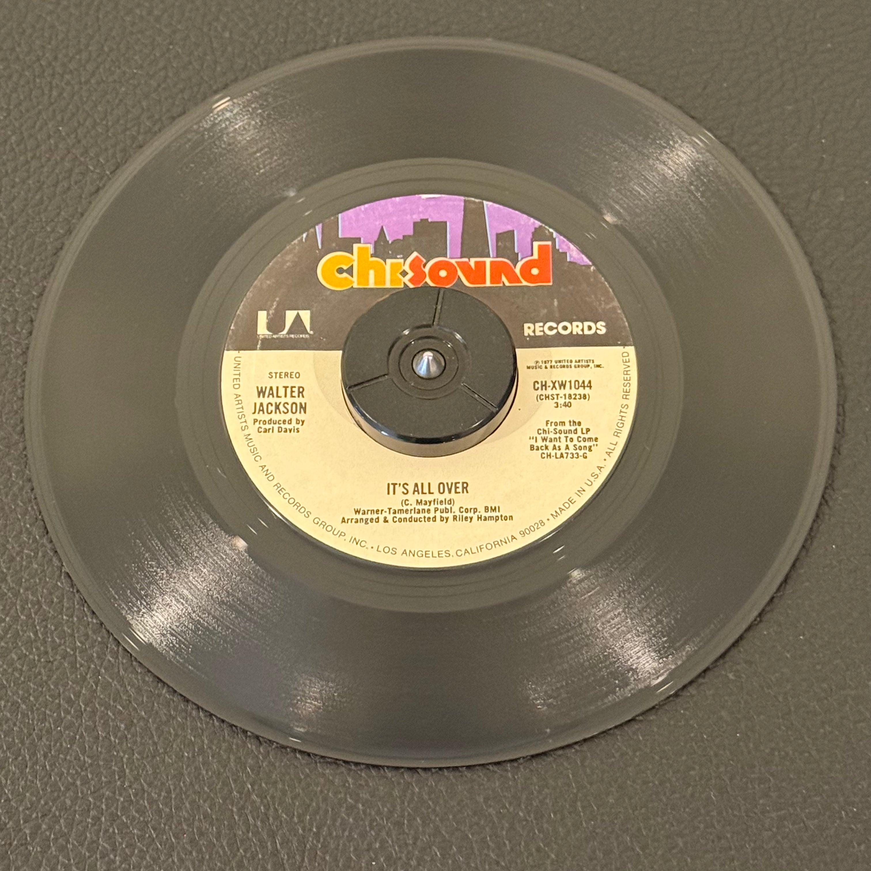 7" vinyl record by Jackson, Walter featuring "It's All Over/Gonna Find Me Angel", released on Chi Sound (CH -XW1044), in NM (Near Mint) condition, classic analog collectable for turntable playback. 