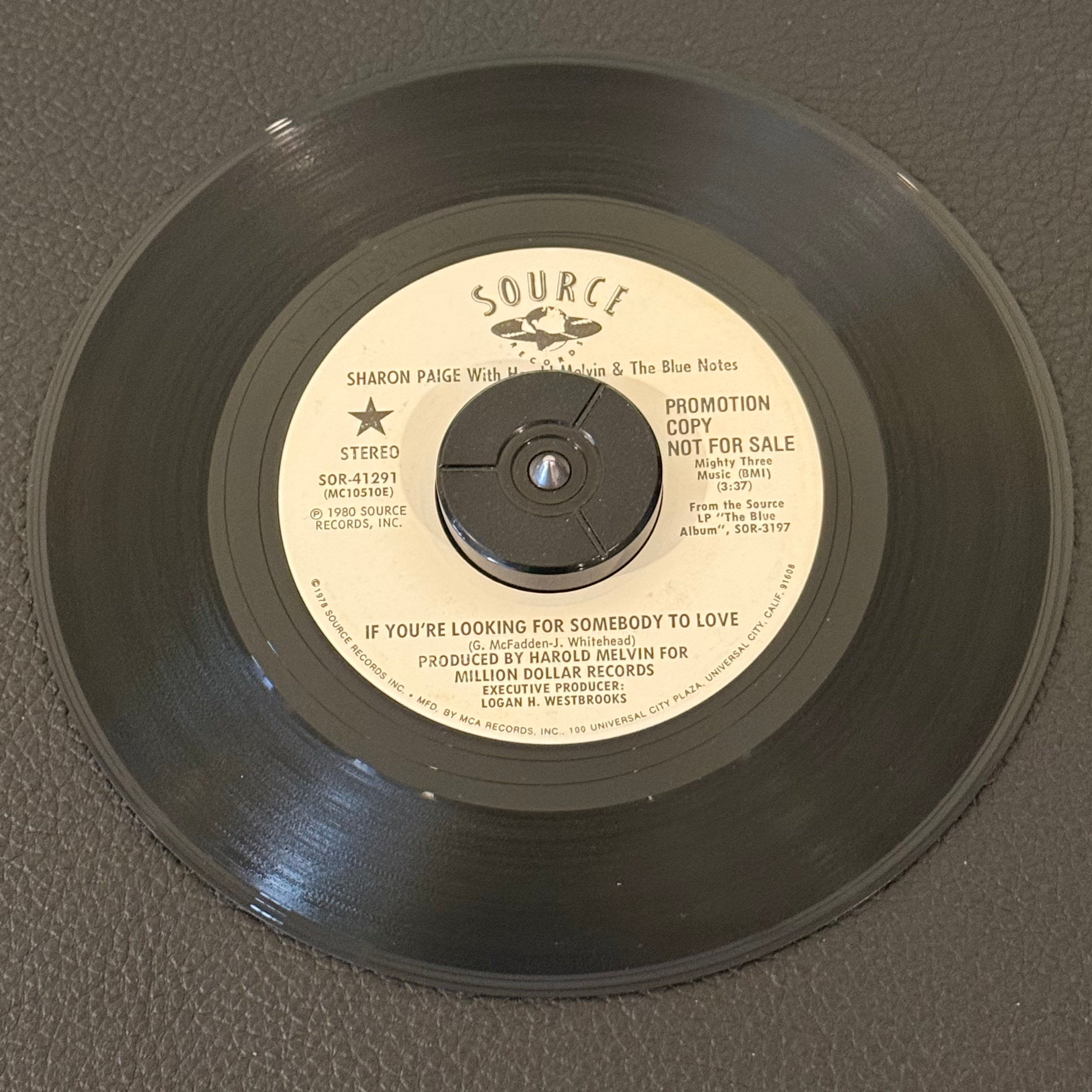 7" vinyl record by Paige, Sharon featuring "If You're Looking For Somebody To Love/", released on Source (SOR-41291), in VG+ (Very Good Plus) condition, classic analog collectable for turntable playback. Promo Copy.