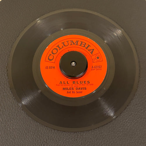 7" vinyl record by Davis, Miles featuring "All Blues/It Ain't Necassarily So", released on Columbia (4-42057), in VG (Very Good) condition, classic analog collectable for turntable playback. Rare 45 - "Kind of Blue" sextet, featuring John Coltrane, Cannonball Adderley, Bill Evans, Paul Chambers, and Jimmy Cobb